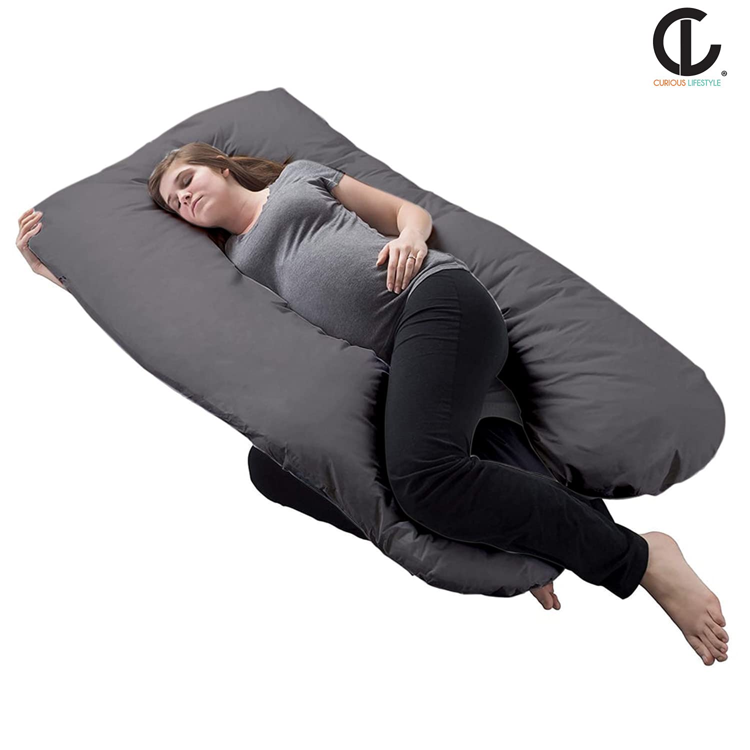 Side sleeper pregnancy pillow placed on mattress
