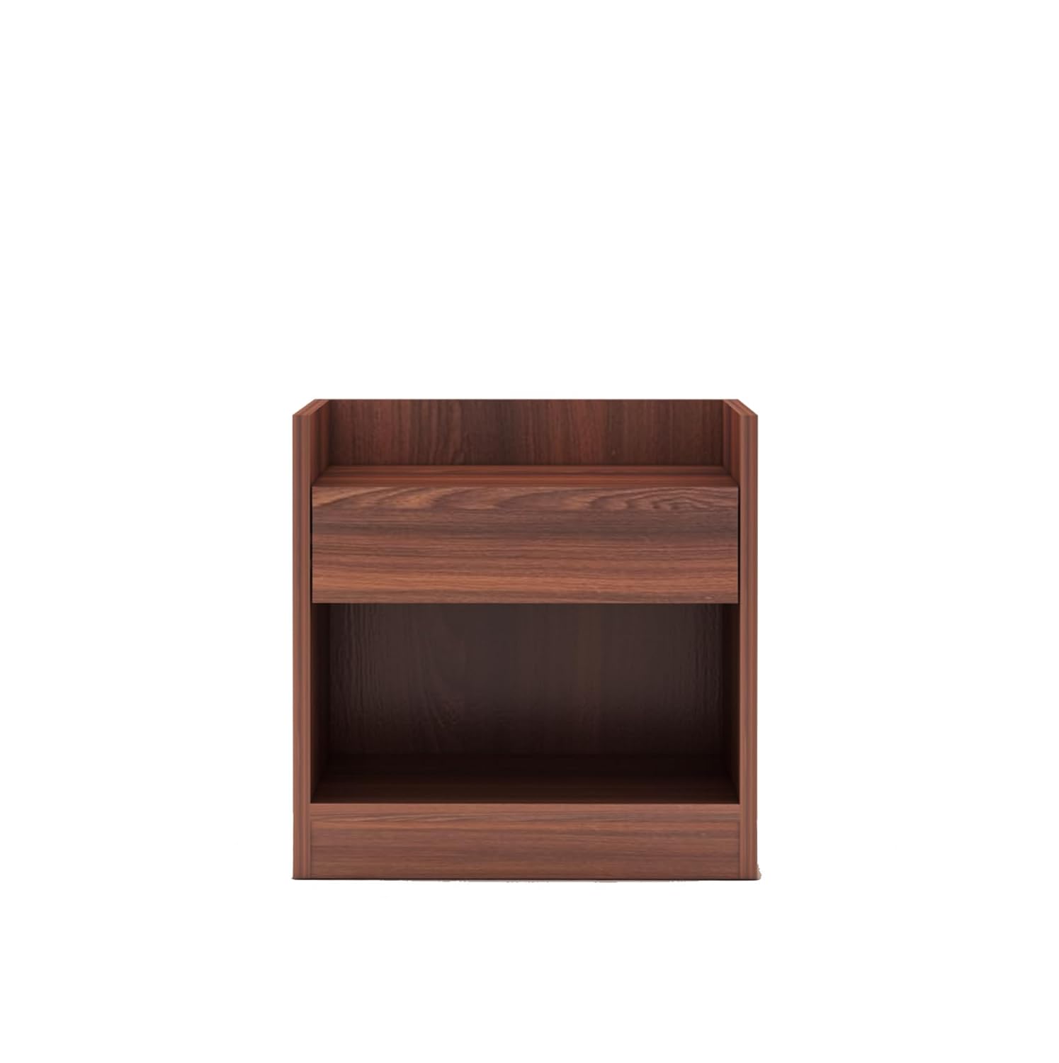 Compact wooden side table with storage in bedroom
