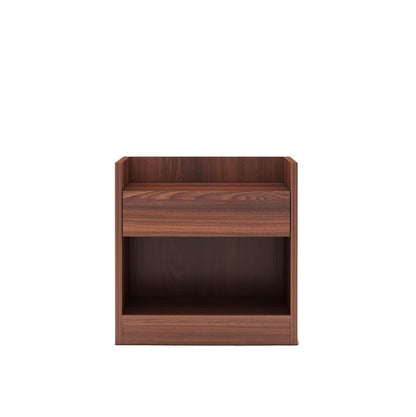 Compact wooden side table with storage in bedroom