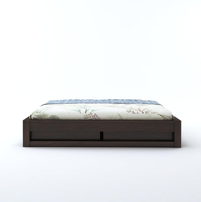Contemporary Sheesham Wood Double Bed in Walnut Finish – Storage Bed for Indian Homes

