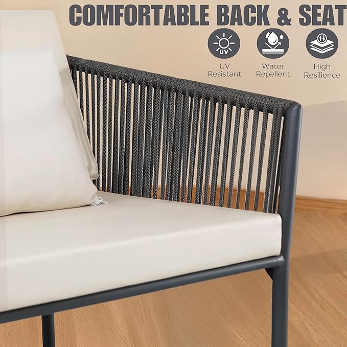 Four-seater rope furniture set for outdoor