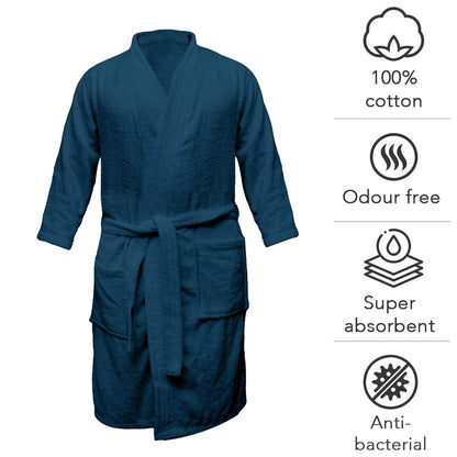  Cotton Bathrobe with Belt and Pockets