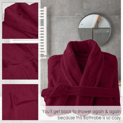 Wine Red Terry Cotton Unisex Bathrobe by Curious Lifestyle