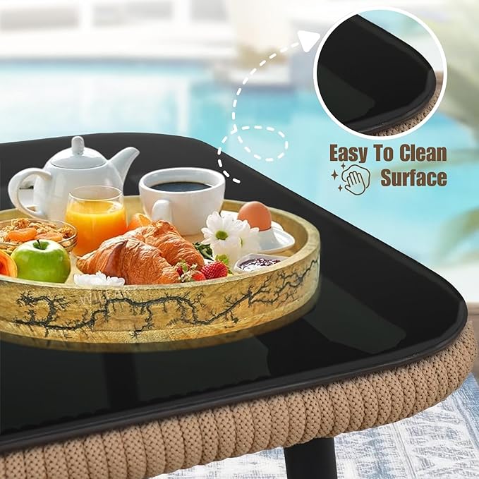 Outdoor rope sofa set with cushions