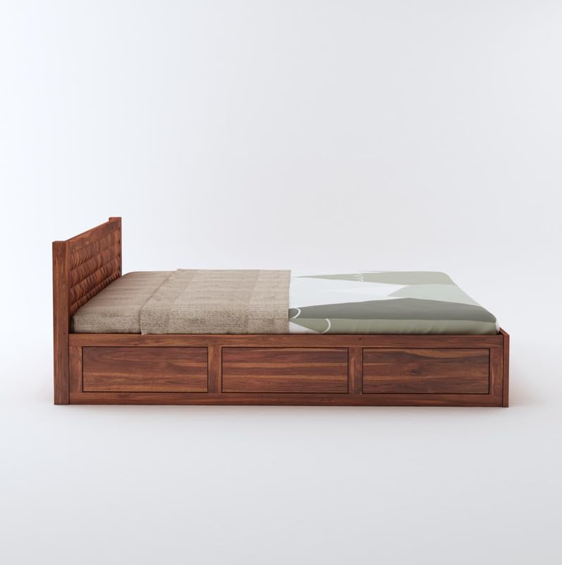 Queen size wooden palang with built-in box storage