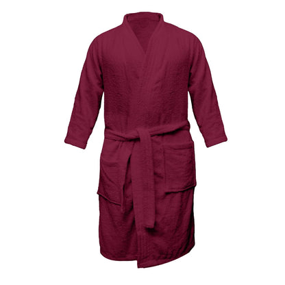 Double-Sided Terry Cotton Wine Bathrobe