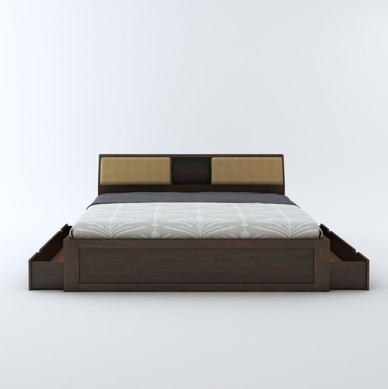 Curious Lifestyle wooden king bed with headboard storage

