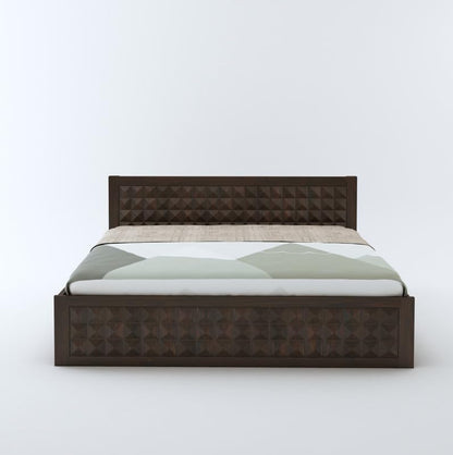 Diamond design queen bed in walnut

