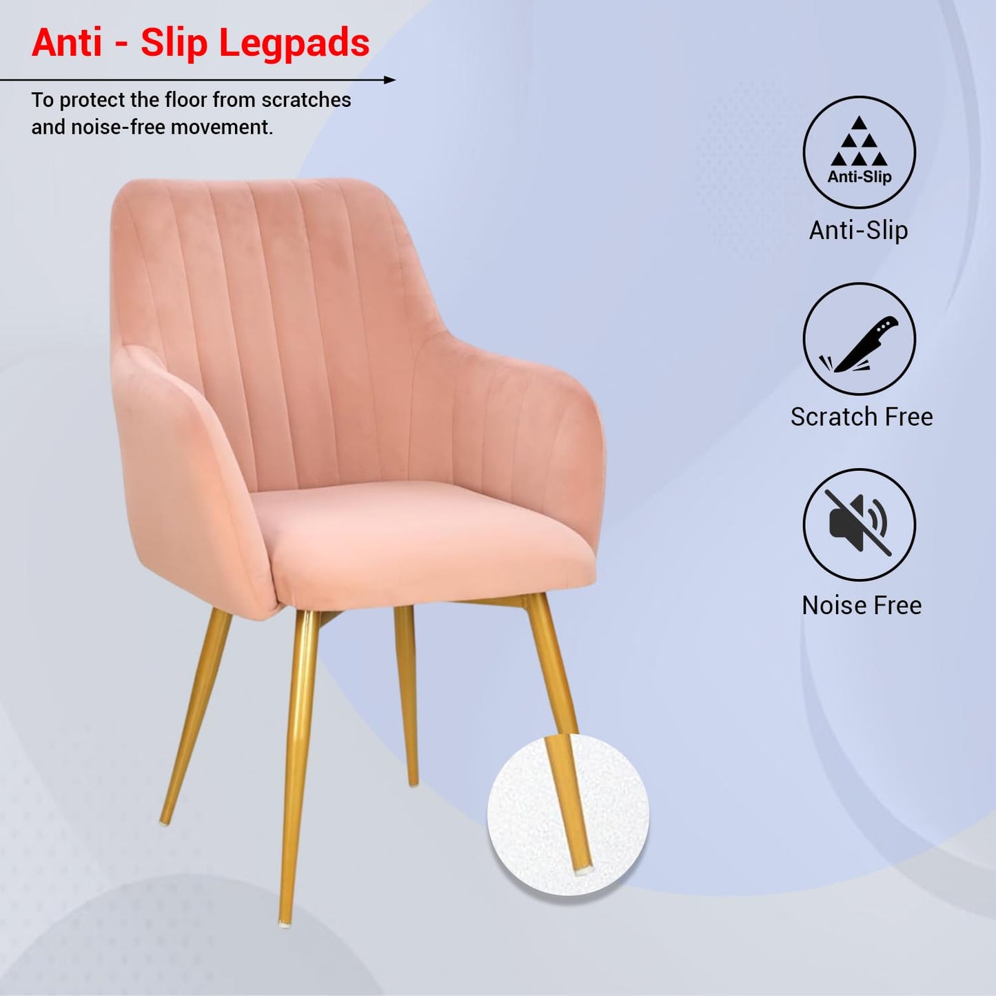 Golden metal legs of dining chair