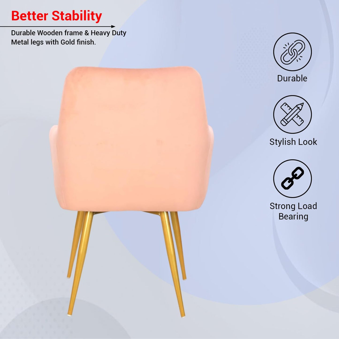 Golden metal legs of dining chair