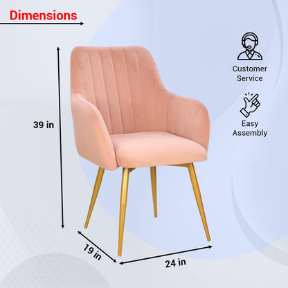 Side view of velvet chair with golden legs