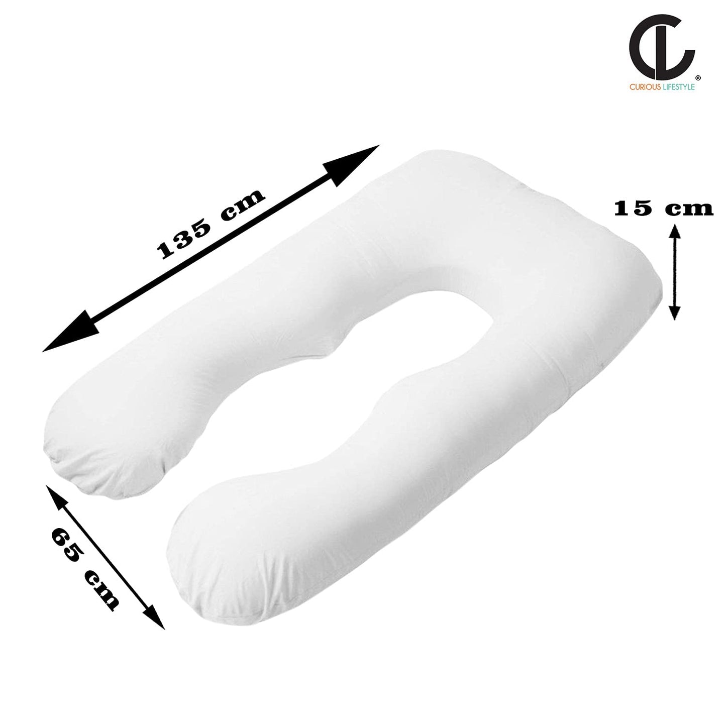 Ergonomic full body pregnancy pillow on bed