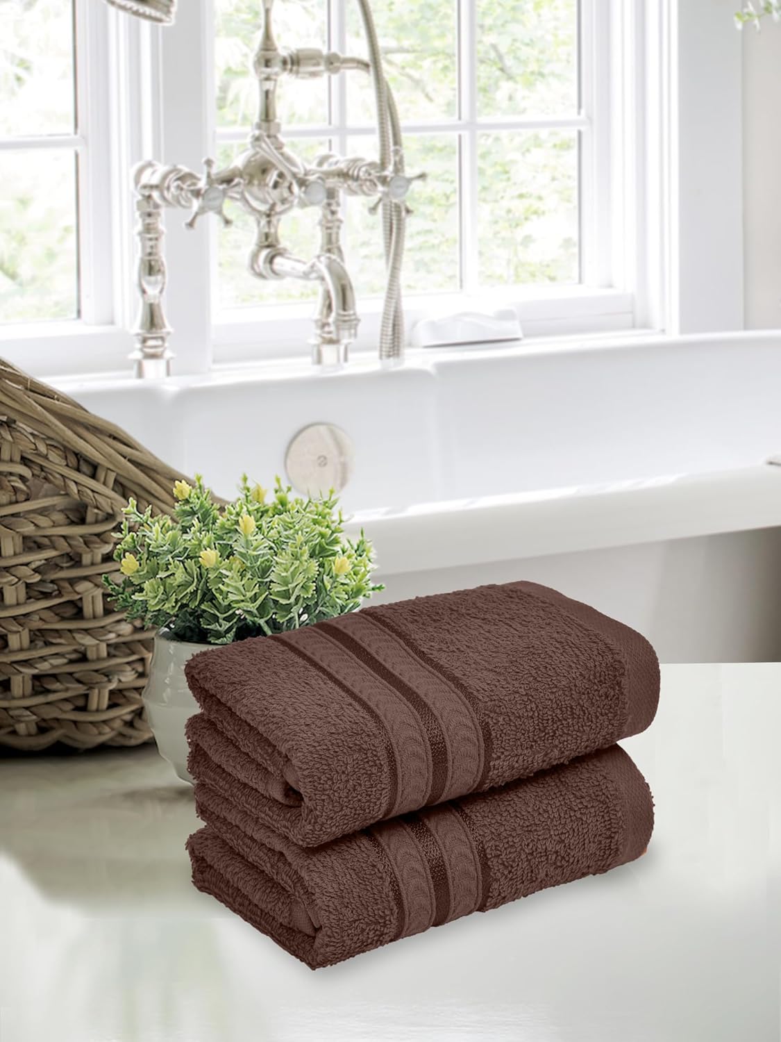 Soft touch cotton napkin set placed beside wash basin