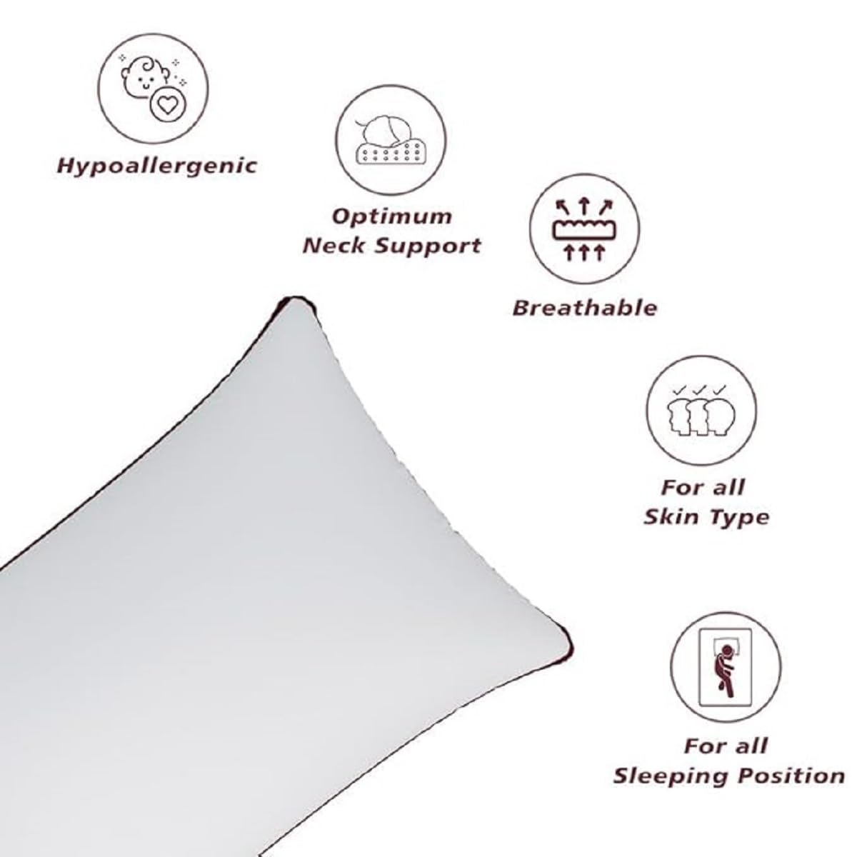 Hypoallergenic sleeping pillow for side and back sleepers