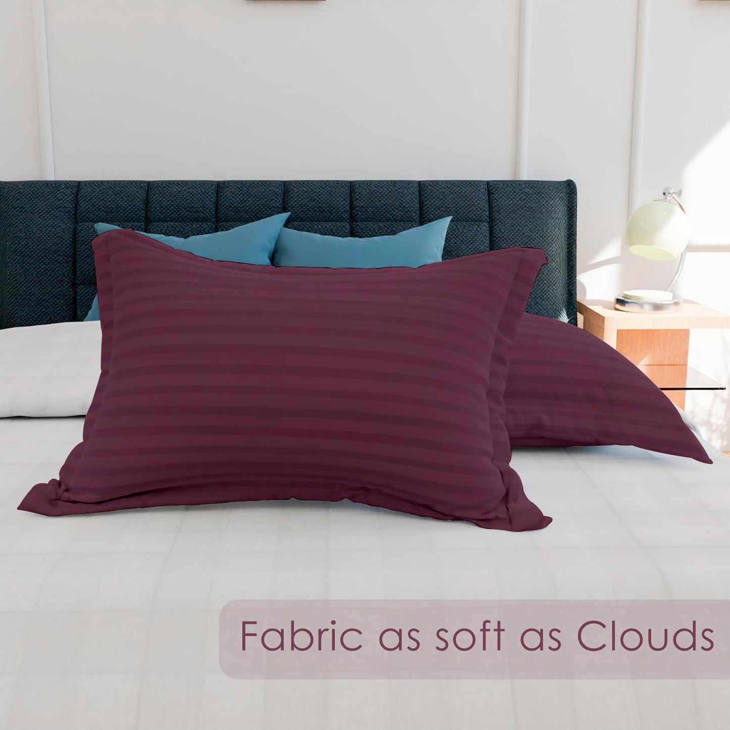 Washable long life satin stripe pillow cover