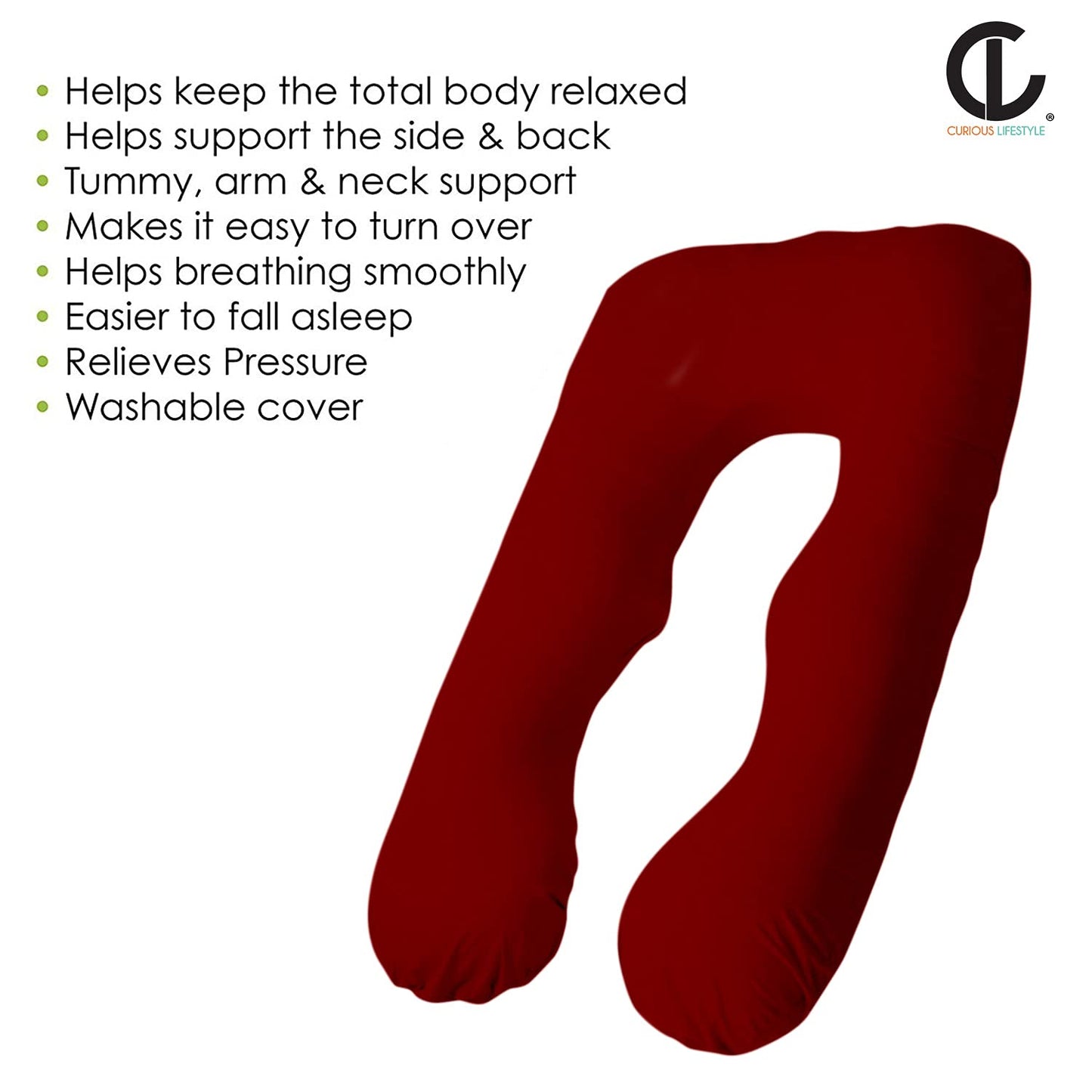 Luxury U shape maternity pillow on bedroom bedding