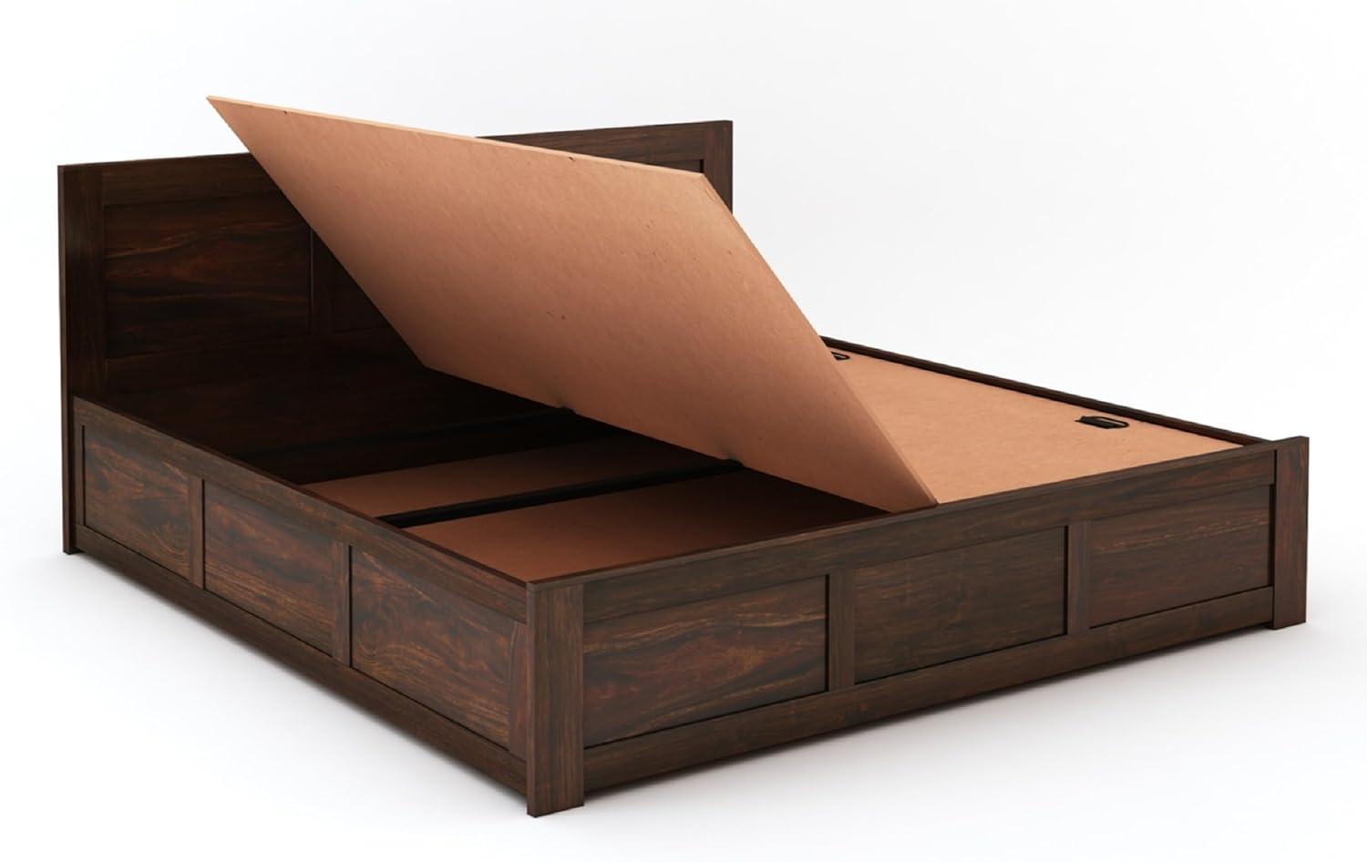 Luxury walnut finish solid wood bed for bedroom décor

