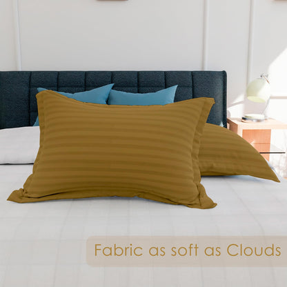 Machine washable satin stripe pillow protector