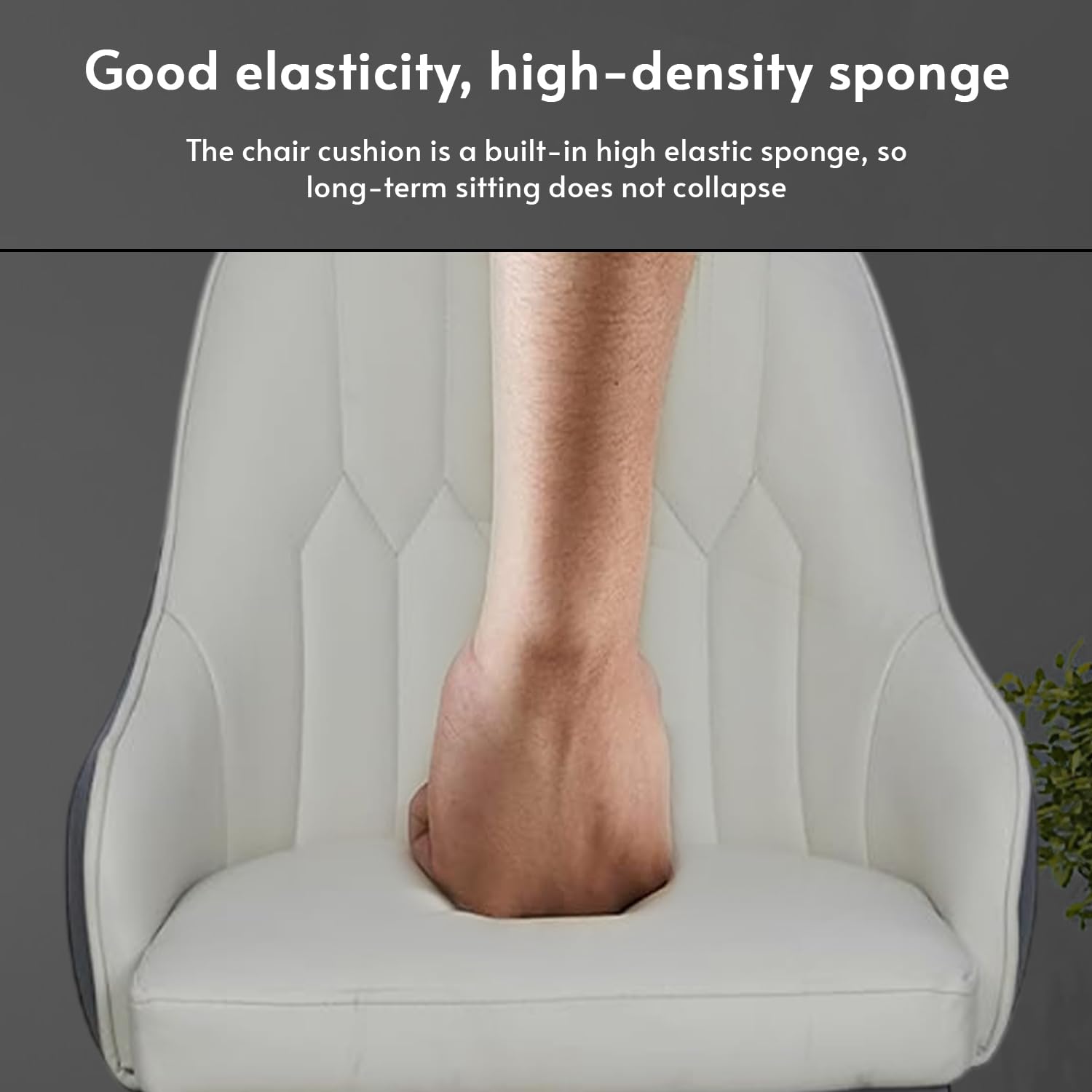 Modern PU leather dining chair with armrest and black metal legs