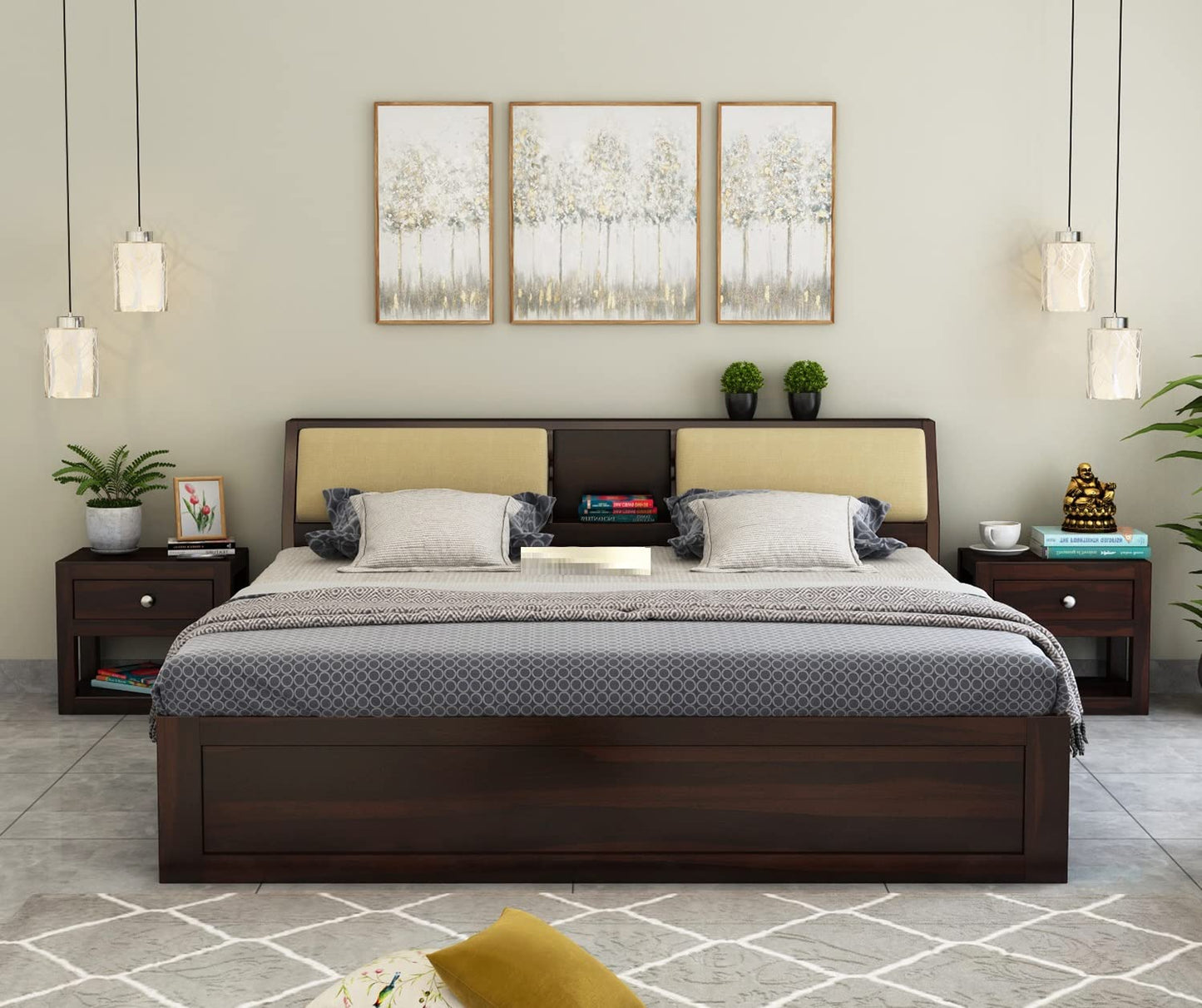Modern Sheesham bed for stylish Indian homes with ample storage

