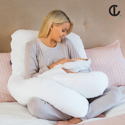 Orthopedic pregnancy pillow supporting back and hip alignment