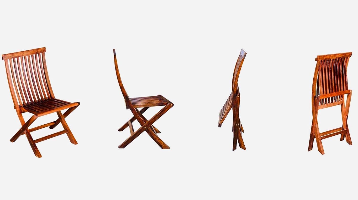 Outdoor wooden furniture set with foldable chairs for balcony seating