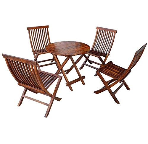 Outdoor wooden table and chair set for balcony, garden, and patio seating

