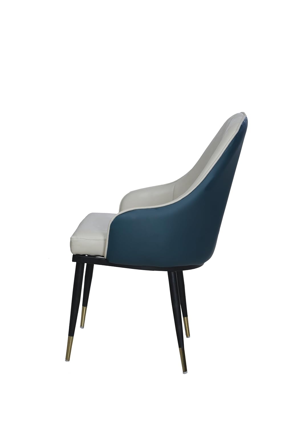  Angled front-side view of PU leather dining chair showing cushion and support design