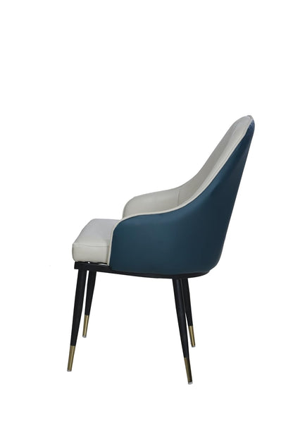  Angled front-side view of PU leather dining chair showing cushion and support design