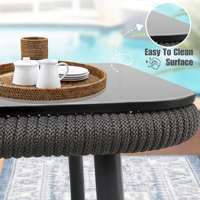 Poolside Rope Sofa Set with Cushions and Table