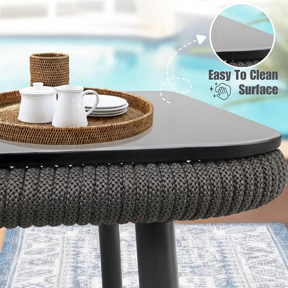 Poolside Rope Sofa Set with Cushions and Table