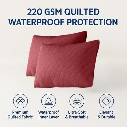 Spill-proof quilted pillow protector