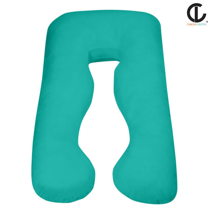 Premium U-shaped maternity body pillow on bed