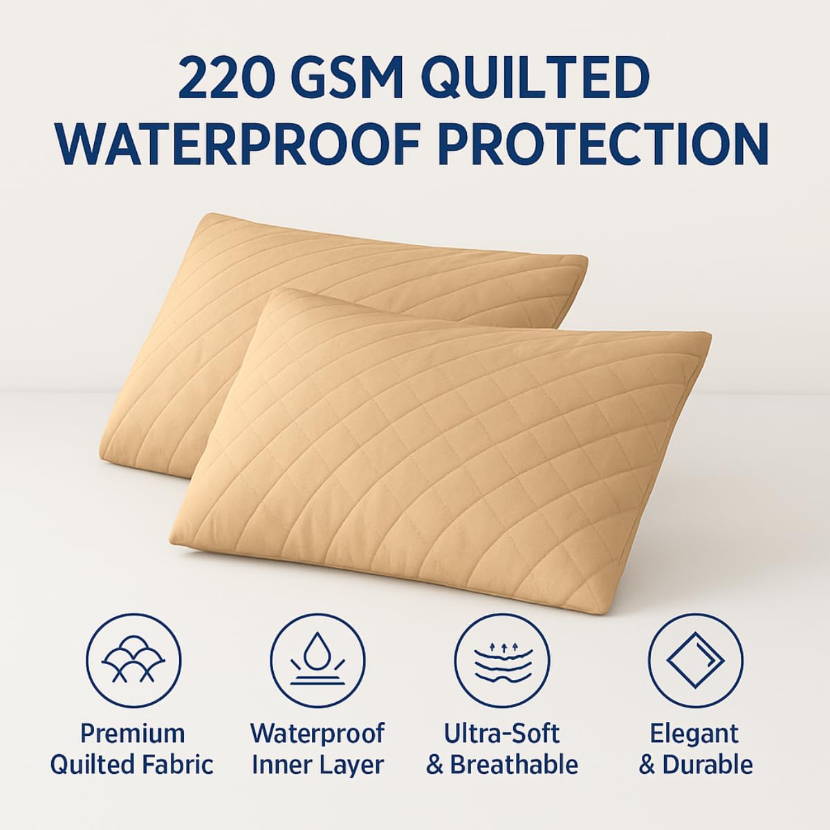 Premium waterproof pillow protector with zipper