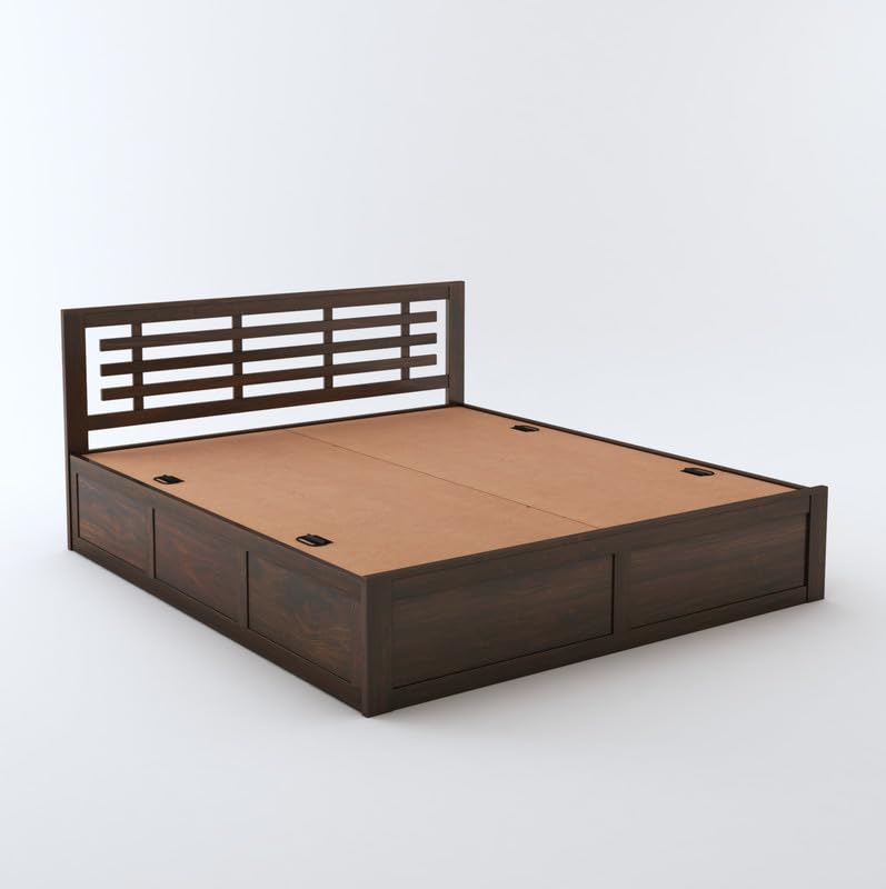 Modern queen size bed in walnut finish Sheesham wood