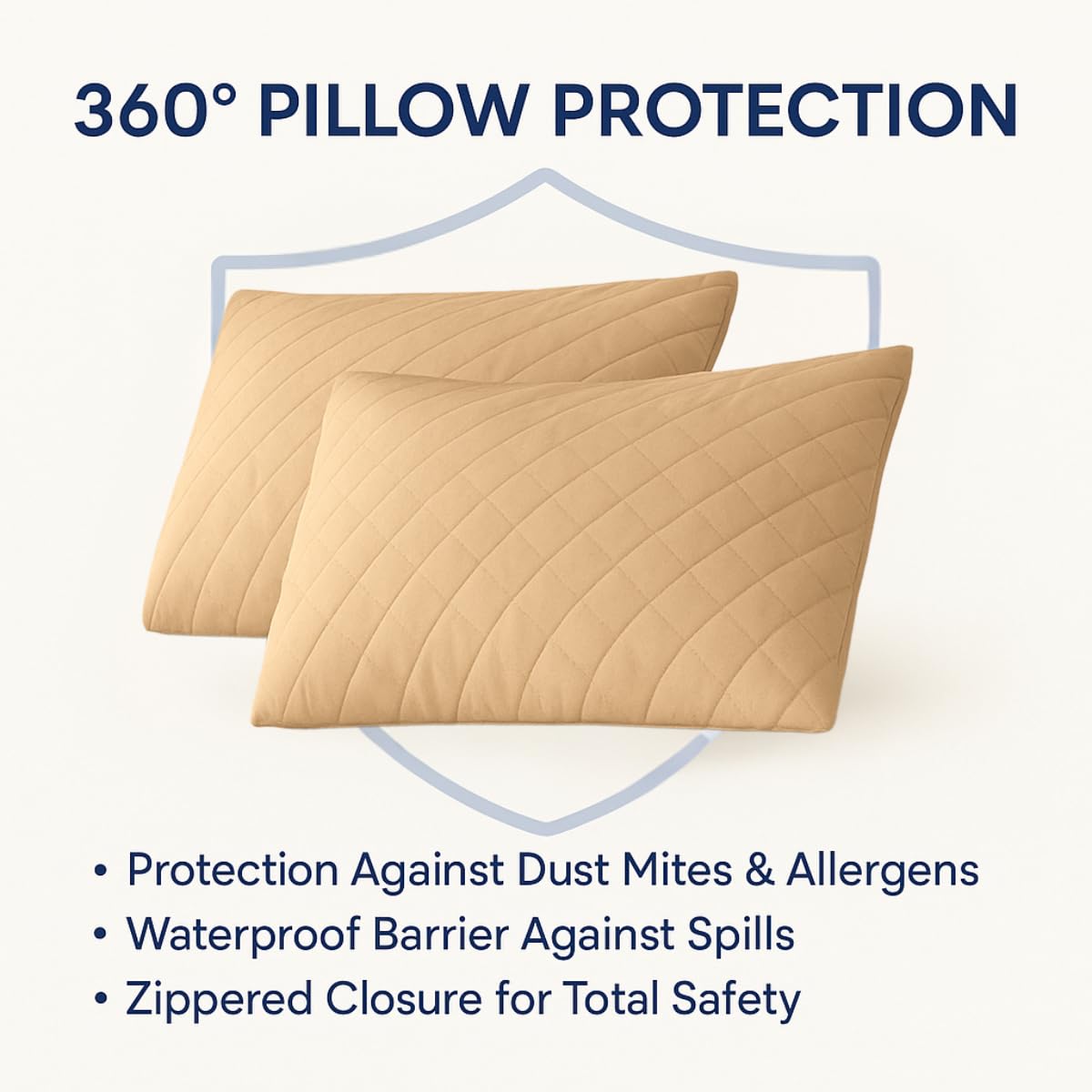 Washable quilted cotton pillow protector