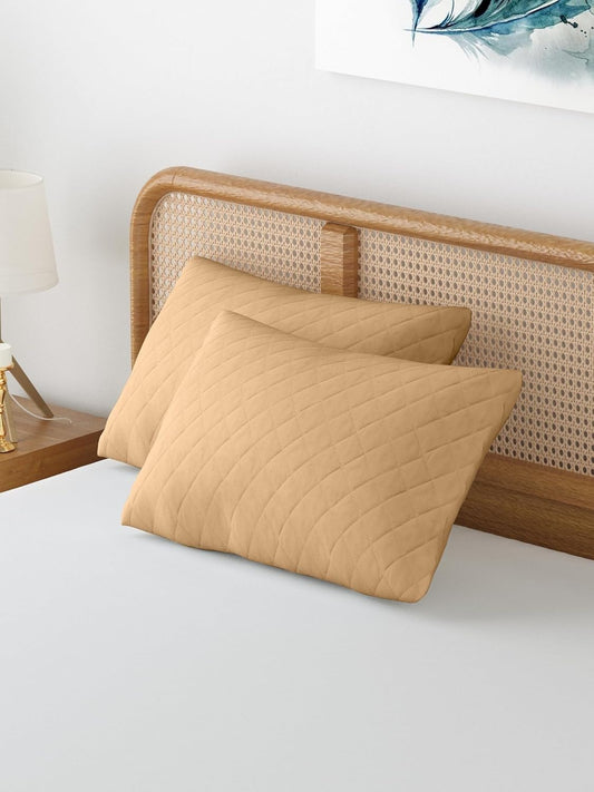 Quilted waterproof pillow protector with zipper set of two
