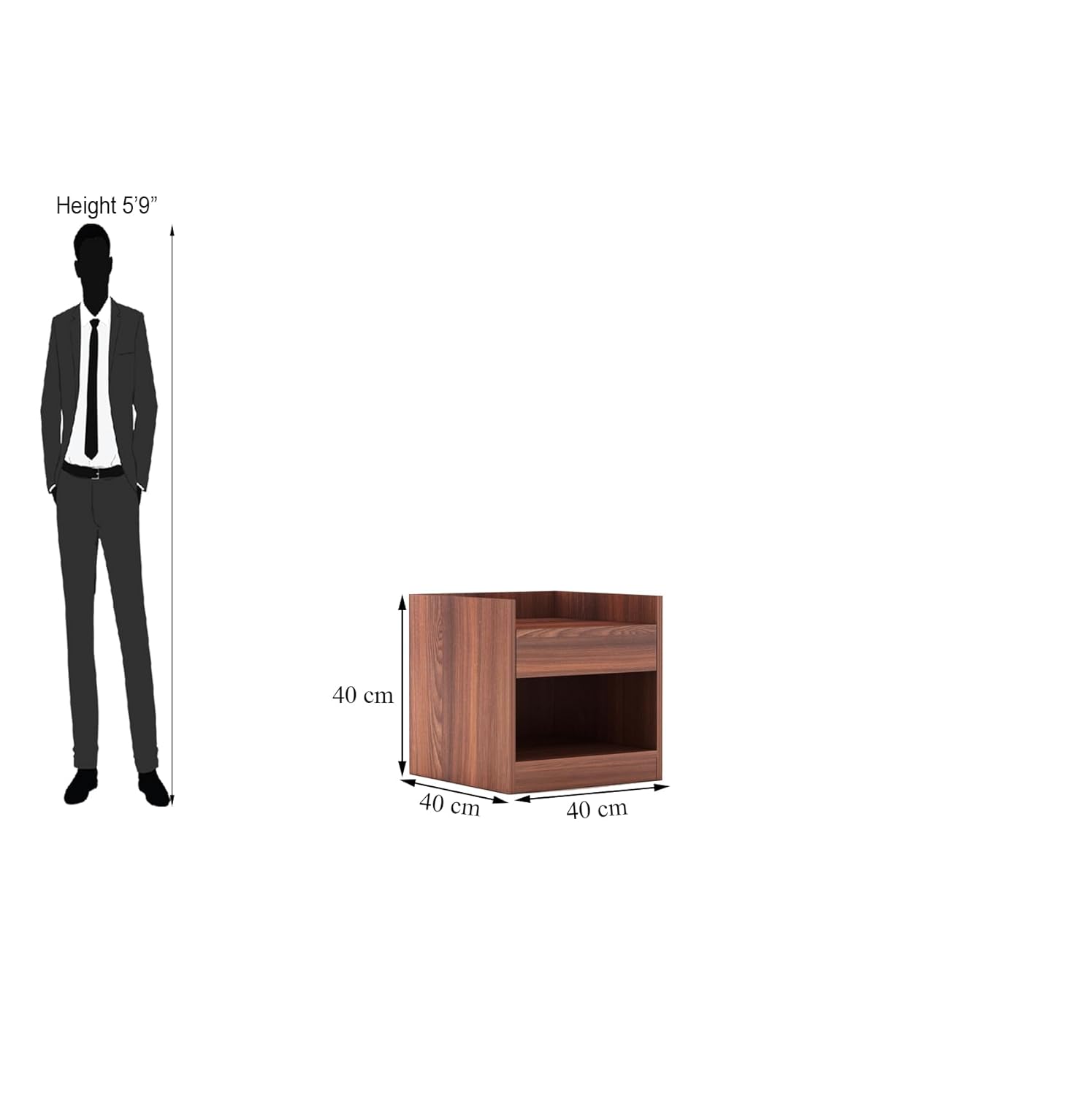 Ready to use bedside table with spacious shelf