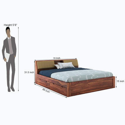 King Size Wooden Bed Without Storage