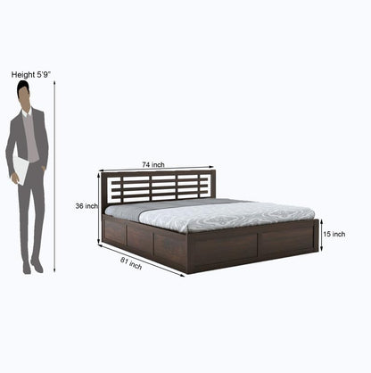 Sheesham wood queen palang with storage walnut finish