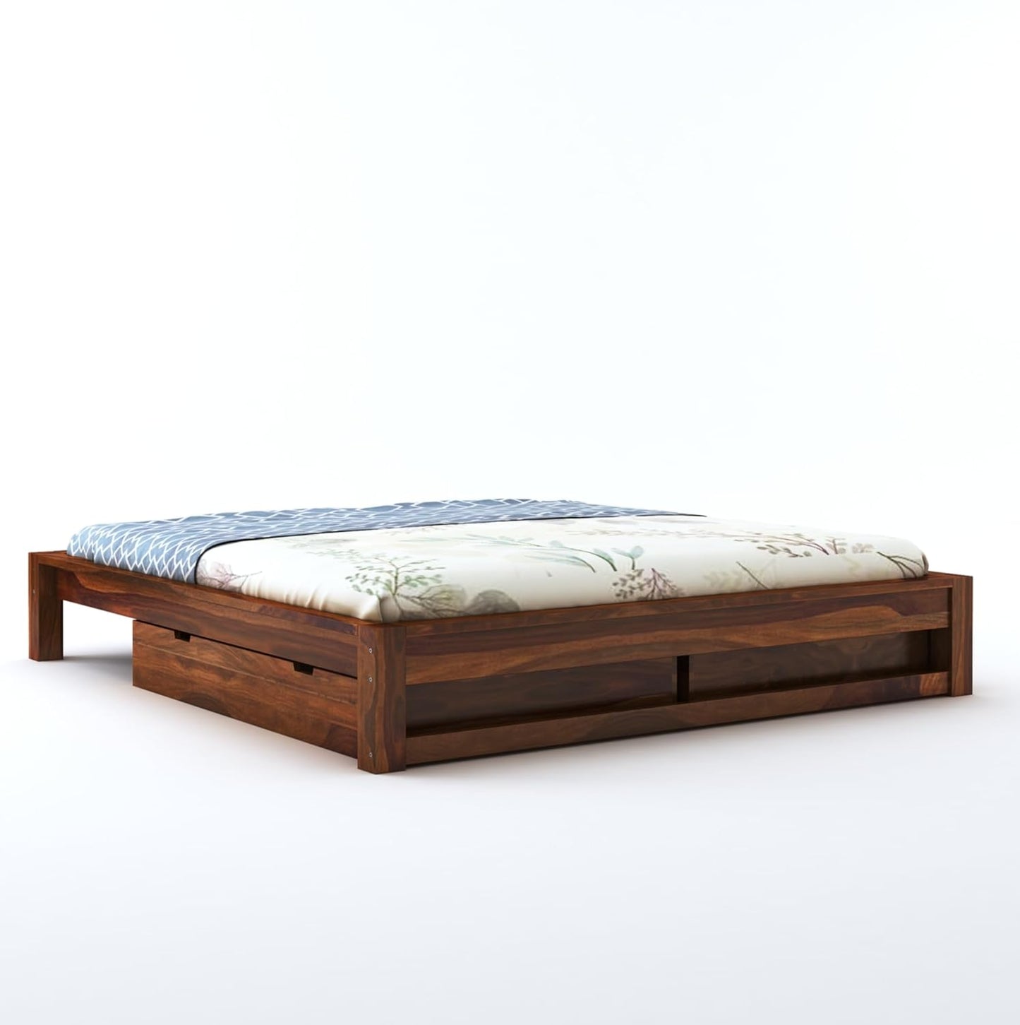 Sheesham Wood Storage Bed Queen Size