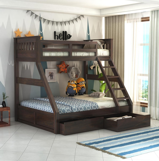 Sheesham wood bunk bed with drawers