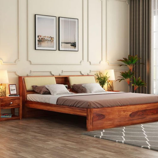 Sheesham wood king size bed honey finish

