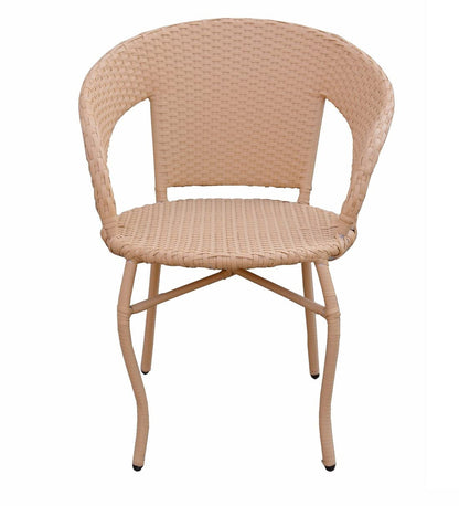 Side view of wicker rattan balcony chair for outdoor garden seating

