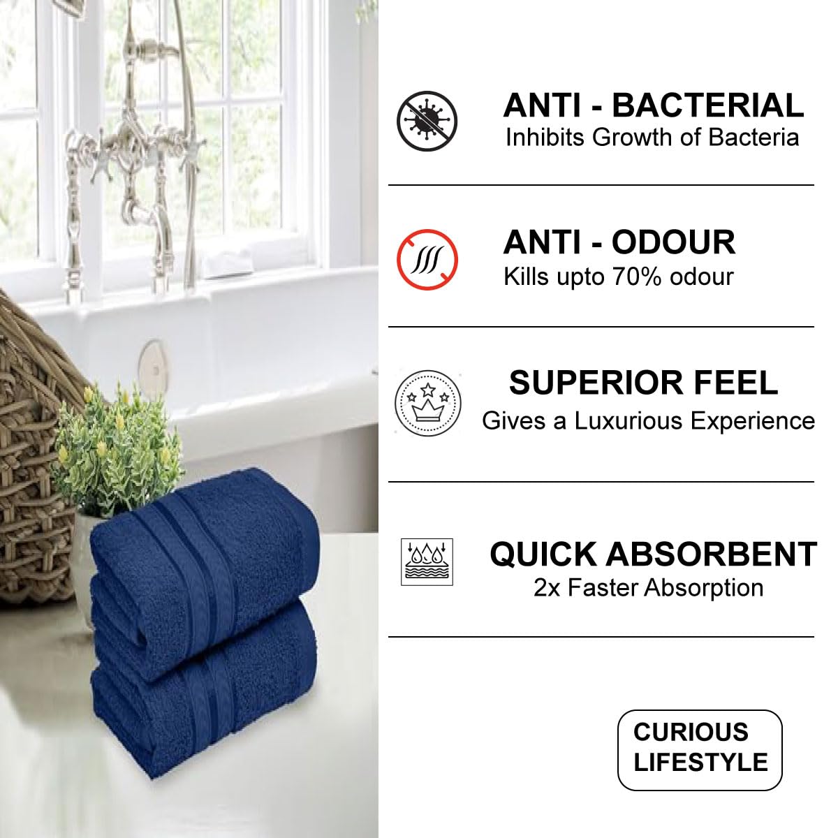 Ultra soft cotton hand towels in grey color pack of two