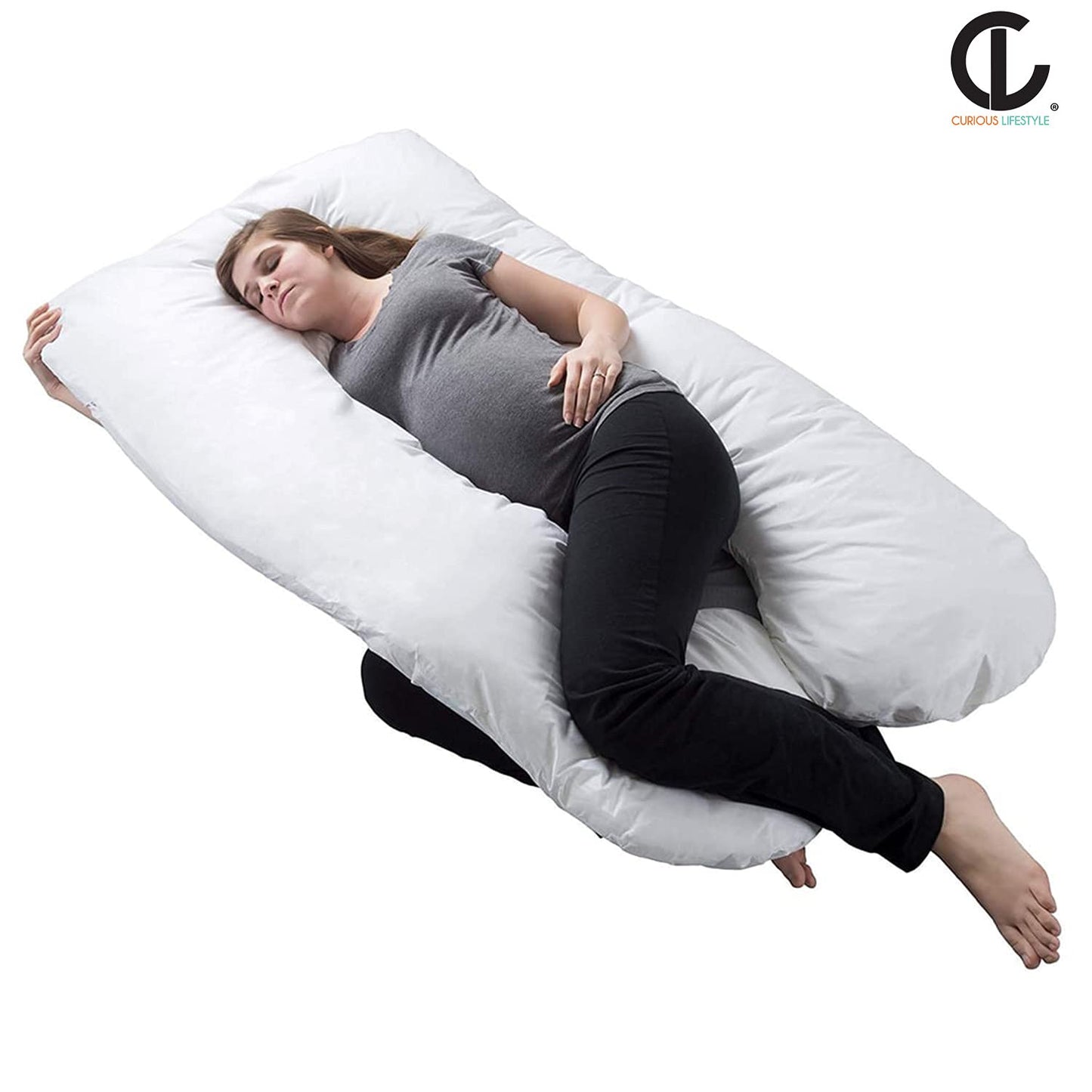 Soft cotton cover pregnancy pillow with microfiber stuffing