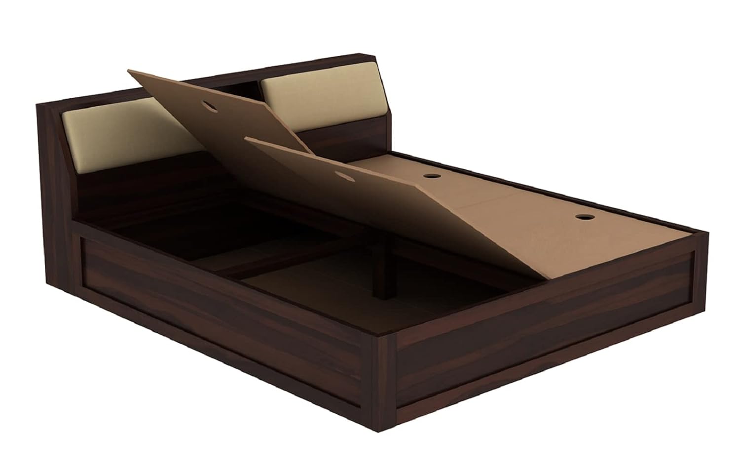 Solid wood king size bed for bedroom and living room - walnut finish

