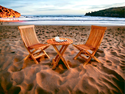 Solid wood outdoor table and chair set for small balcony or terrace


