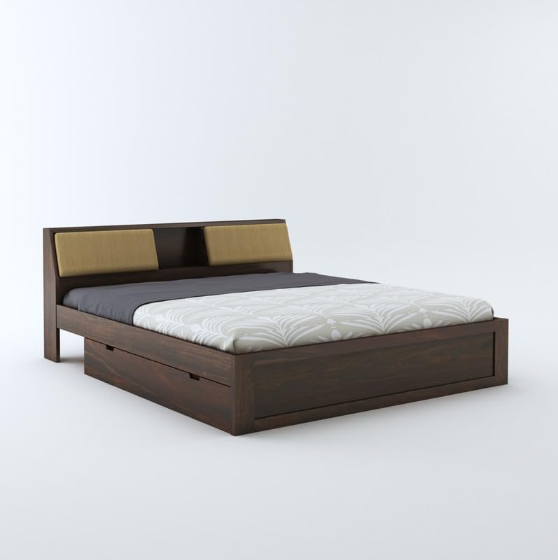 Stylish king size wooden bed with sliding drawers

