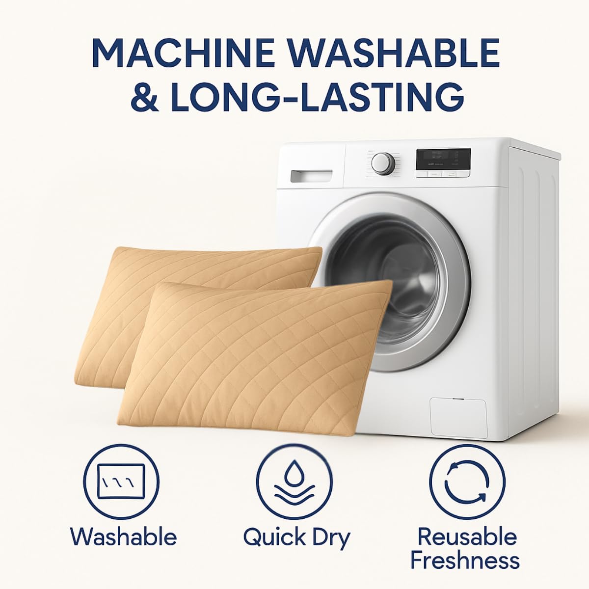 Sweat absorbent quilted pillow case on bed